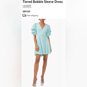 1. State Green Tiered Puff Sleeve Mini Dress